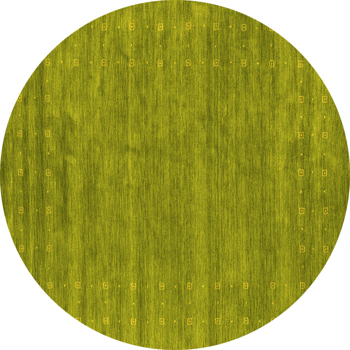 Round Machine Washable Abstract Yellow Contemporary Rug, wshcon2517yw