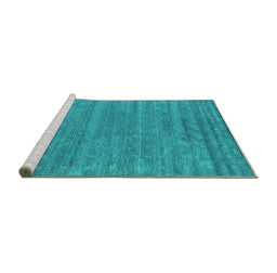 Sideview of Machine Washable Abstract Turquoise Contemporary Area Rugs, wshcon2517turq