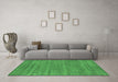 Machine Washable Abstract Emerald Green Contemporary Area Rugs in a Living Room,, wshcon2517emgrn