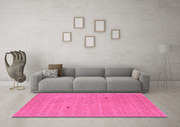 Machine Washable Abstract Purple Contemporary Area Rugs in a Living Room, wshcon2518pur