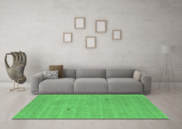 Machine Washable Abstract Emerald Green Contemporary Area Rugs in a Living Room,, wshcon2518emgrn