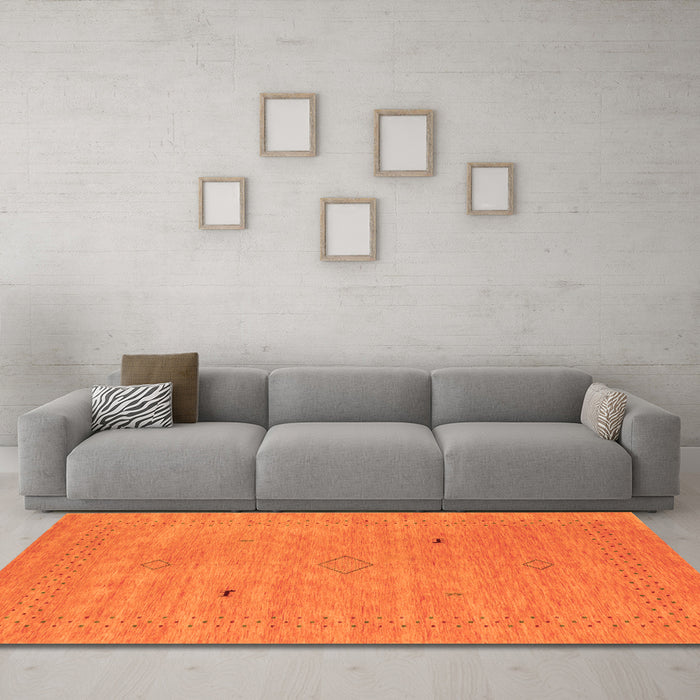 Machine Washable Abstract Orange Contemporary Area Rugs in a Living Room, wshcon2518org