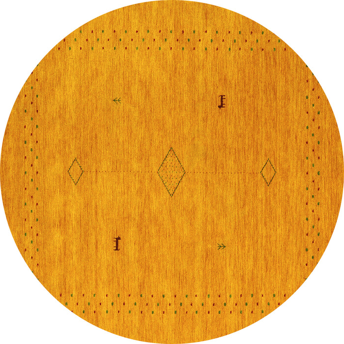 Round Abstract Yellow Contemporary Rug, con2518yw