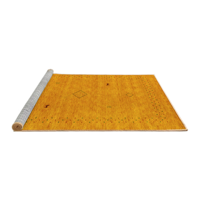 Sideview of Machine Washable Abstract Yellow Contemporary Rug, wshcon2518yw