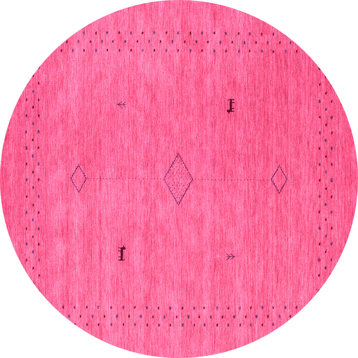 Round Abstract Pink Contemporary Rug, con2518pnk