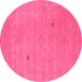 Round Abstract Pink Contemporary Rug, con2518pnk