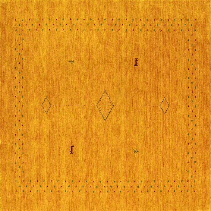 Square Machine Washable Abstract Yellow Contemporary Rug, wshcon2518yw