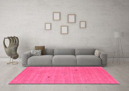 Machine Washable Abstract Pink Contemporary Rug in a Living Room, wshcon2518pnk