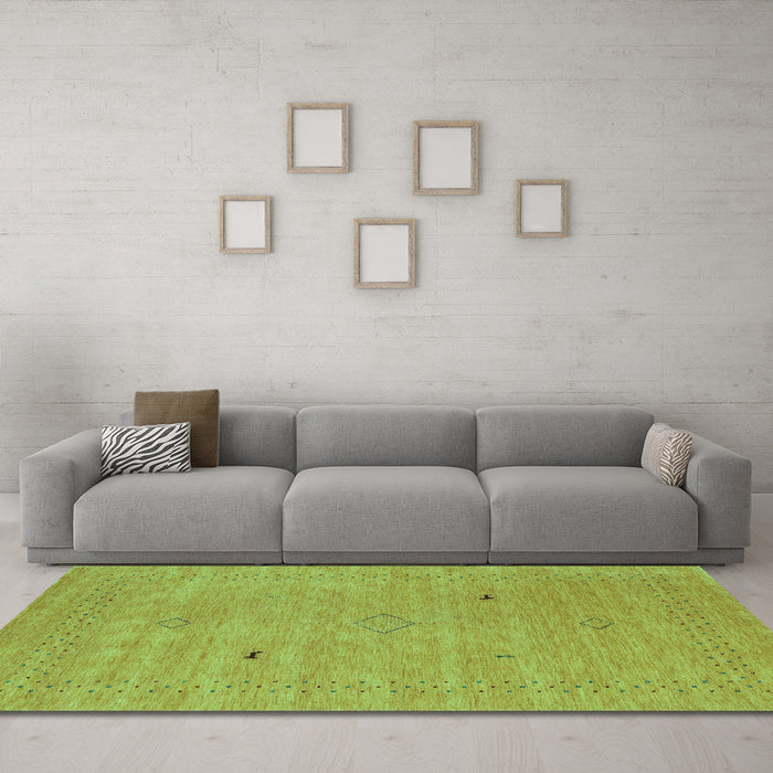 Machine Washable Abstract Turquoise Contemporary Area Rugs in a Living Room,, wshcon2518turq