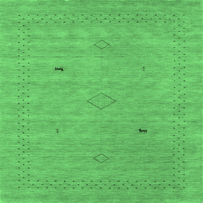 Square Abstract Emerald Green Contemporary Rug, con2518emgrn