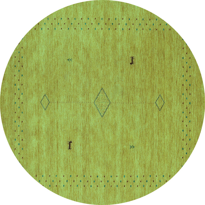 Round Machine Washable Abstract Turquoise Contemporary Area Rugs, wshcon2518turq