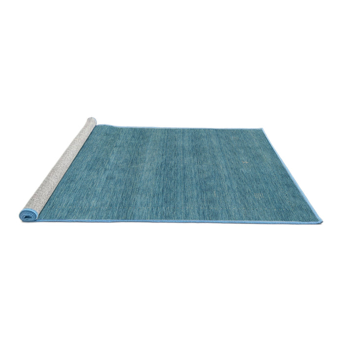 Serging Thickness of Machine Washable Contemporary Macaw Blue Green Rug, wshcon2519