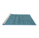 Serging Thickness of Machine Washable Contemporary Macaw Blue Green Rug, wshcon2519