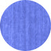 Round Abstract Blue Contemporary Rug, con2519blu