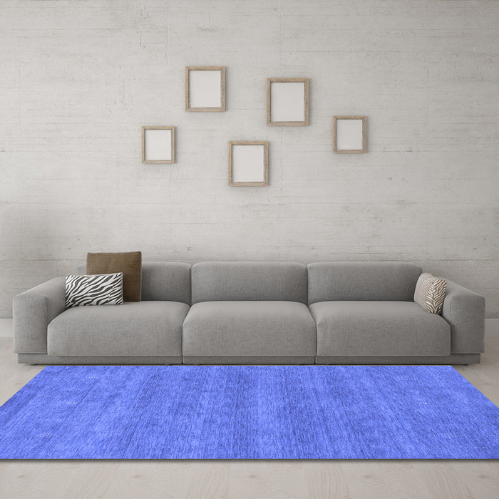 Machine Washable Abstract Blue Contemporary Rug in a Living Room, wshcon2519blu