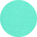 Round Machine Washable Solid Turquoise Modern Area Rugs, wshcon251turq