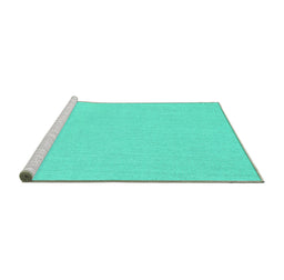 Sideview of Machine Washable Solid Turquoise Modern Area Rugs, wshcon251turq
