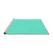 Sideview of Machine Washable Solid Turquoise Modern Area Rugs, wshcon251turq