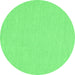 Round Machine Washable Solid Emerald Green Modern Area Rugs, wshcon251emgrn