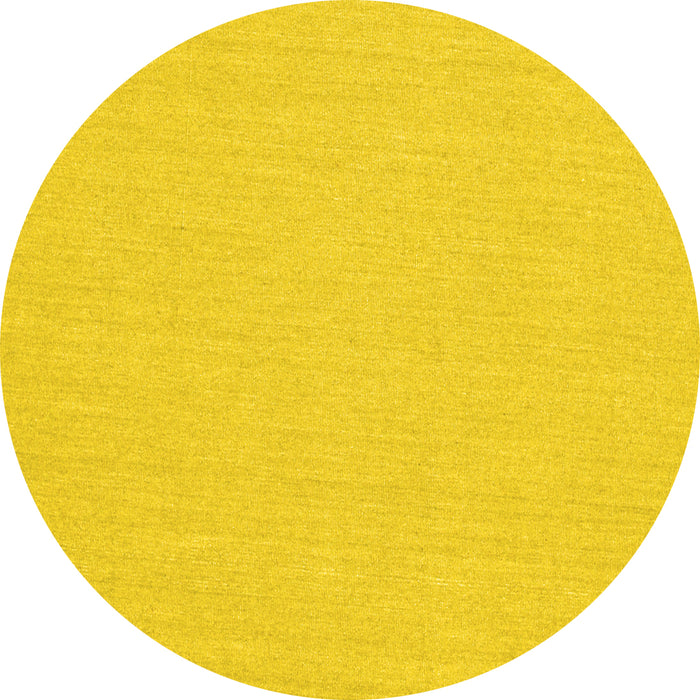 Round Machine Washable Solid Yellow Modern Rug, wshcon251yw