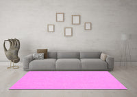 Machine Washable Solid Pink Modern Rug, wshcon251pnk