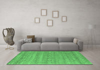 Machine Washable Abstract Emerald Green Contemporary Rug, wshcon2520emgrn