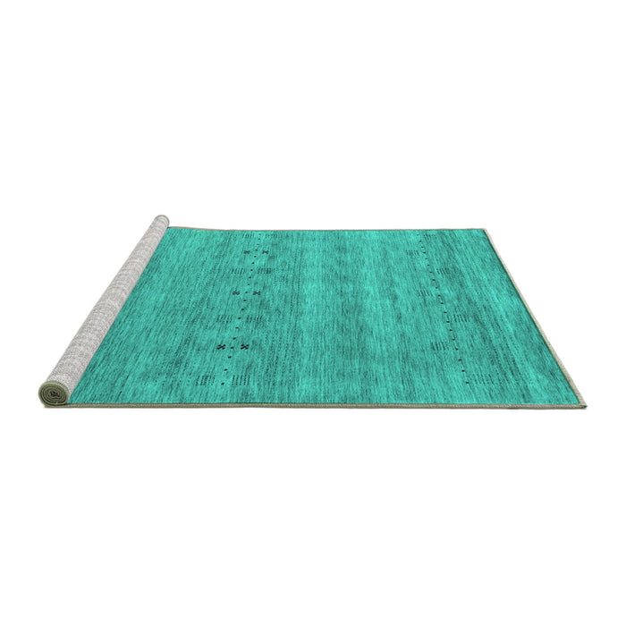 Sideview of Machine Washable Abstract Turquoise Contemporary Area Rugs, wshcon2520turq