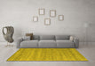 Machine Washable Abstract Yellow Contemporary Rug in a Living Room, wshcon2520yw