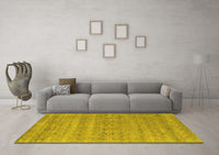 Machine Washable Abstract Yellow Contemporary Rug, wshcon2520yw