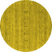 Round Machine Washable Abstract Yellow Contemporary Rug, wshcon2520yw