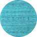 Round Abstract Light Blue Contemporary Rug, con2520lblu