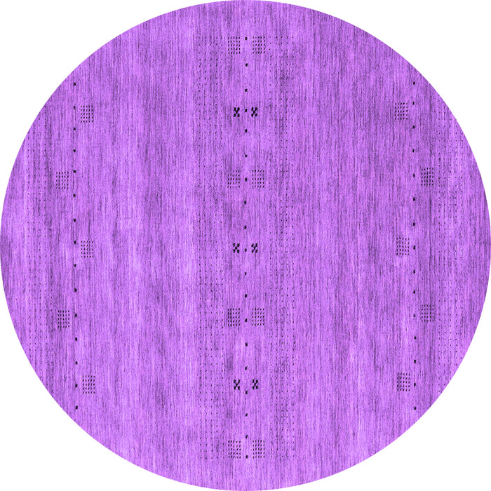Round Machine Washable Abstract Purple Contemporary Area Rugs, wshcon2520pur