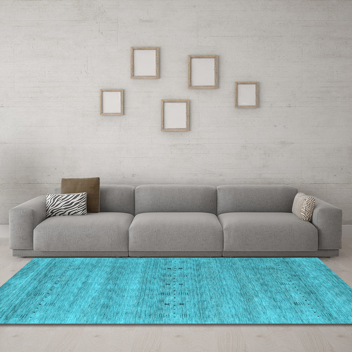 Machine Washable Abstract Light Blue Contemporary Rug in a Living Room, wshcon2520lblu