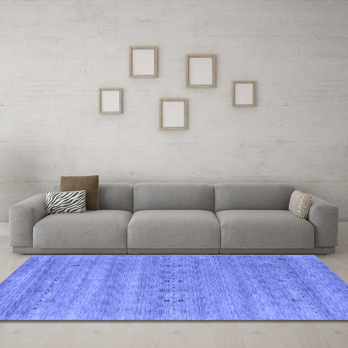Machine Washable Abstract Blue Contemporary Rug in a Living Room, wshcon2520blu