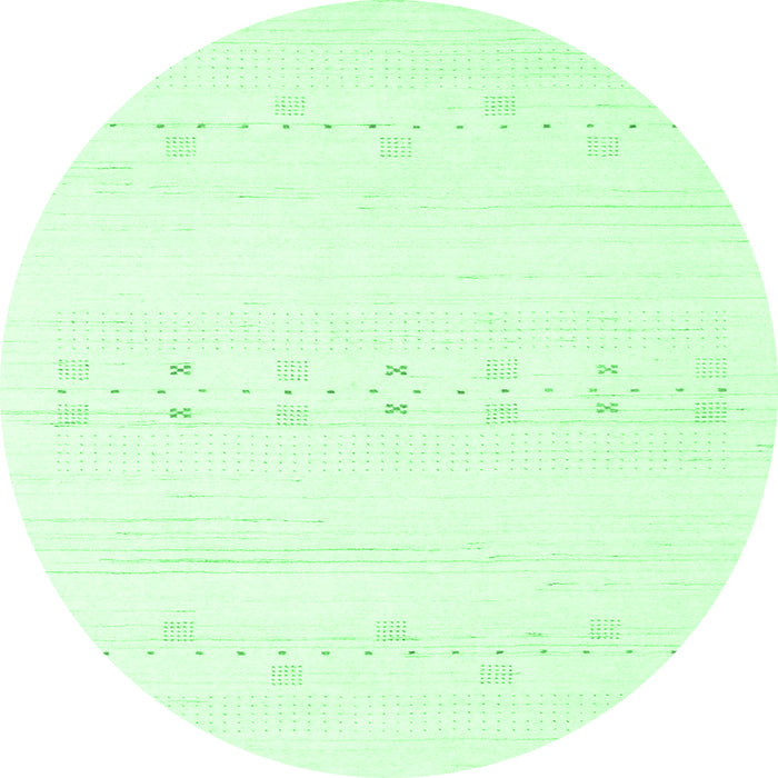 Round Machine Washable Solid Emerald Green Modern Area Rugs, wshcon2521emgrn