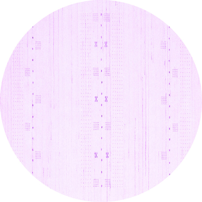 Round Machine Washable Solid Purple Modern Area Rugs, wshcon2521pur