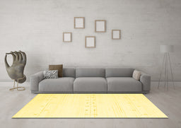 Machine Washable Solid Yellow Modern Rug in a Living Room, wshcon2521yw