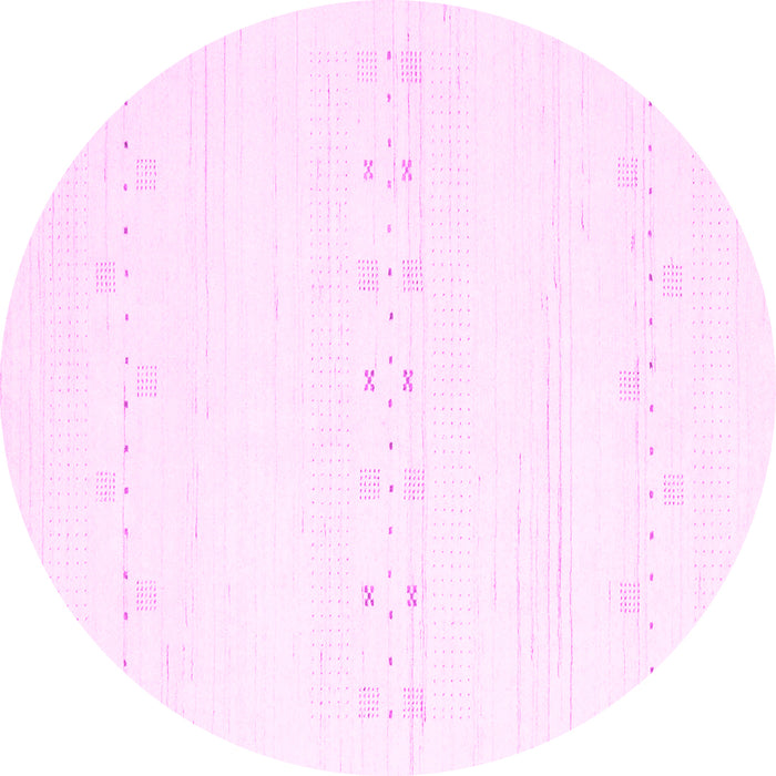 Round Machine Washable Solid Pink Modern Rug, wshcon2521pnk