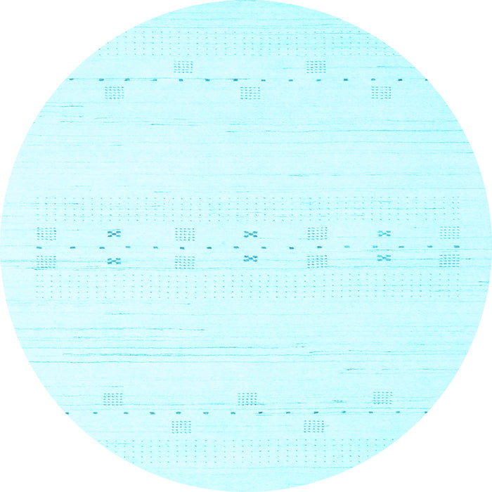Round Machine Washable Solid Light Blue Modern Rug, wshcon2521lblu