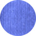 Round Abstract Blue Contemporary Rug, con2522blu