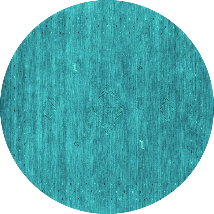 Round Abstract Turquoise Contemporary Rug, con2522turq