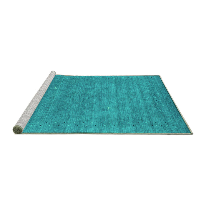 Sideview of Machine Washable Abstract Turquoise Contemporary Area Rugs, wshcon2522turq