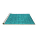 Sideview of Machine Washable Abstract Turquoise Contemporary Area Rugs, wshcon2522turq