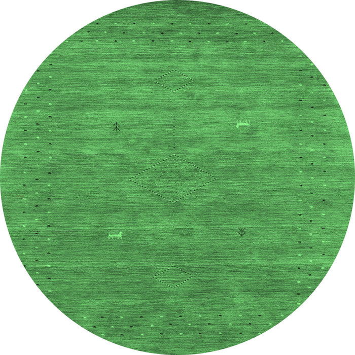 Round Abstract Emerald Green Contemporary Rug, con2522emgrn