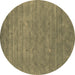 Round Abstract Brown Contemporary Rug, con2522brn