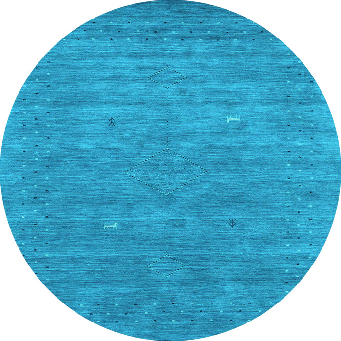 Round Abstract Light Blue Contemporary Rug, con2522lblu