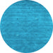 Round Abstract Light Blue Contemporary Rug, con2522lblu