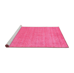 Sideview of Machine Washable Abstract Pink Contemporary Rug, wshcon2523pnk