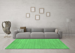 Machine Washable Abstract Emerald Green Contemporary Area Rugs in a Living Room,, wshcon2523emgrn