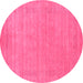 Round Abstract Pink Contemporary Rug, con2523pnk